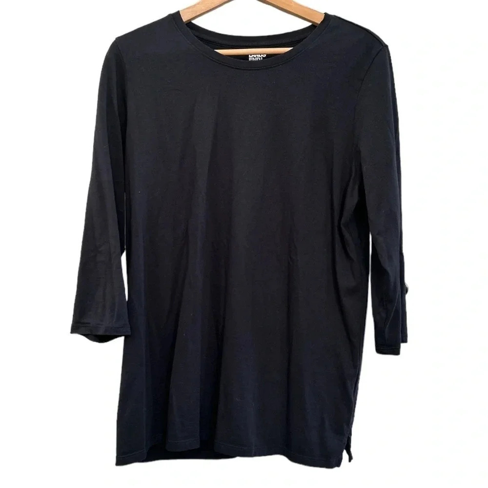 Land's End Black 3/4 Length‎ Sleeve T-Shirt Sz L